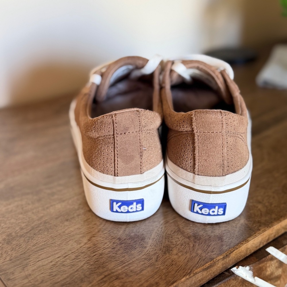 Keds Jump Kick Duo Women Size 8 Tan Suede Platform Sneaker Lace Up Casual Preppy - Picture 7 of 10